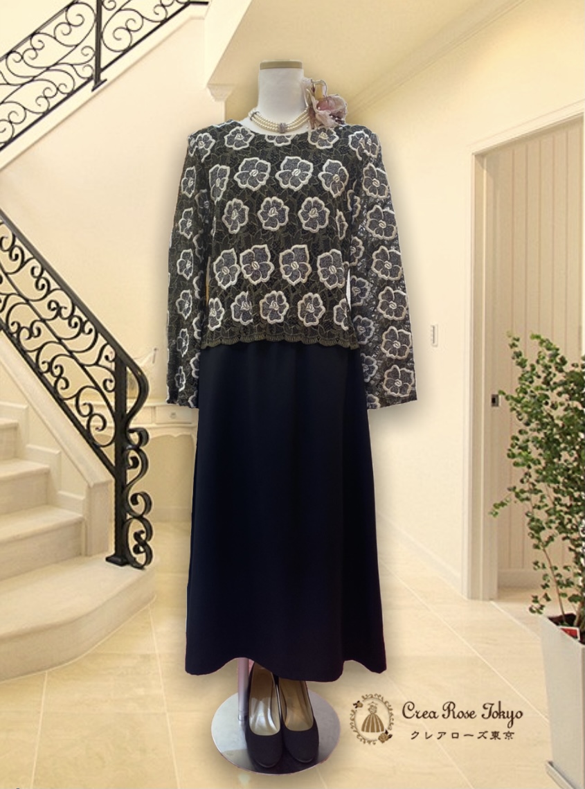 後ろ姿もチャーミングなワンピース祖母様洋装／クレアローズ