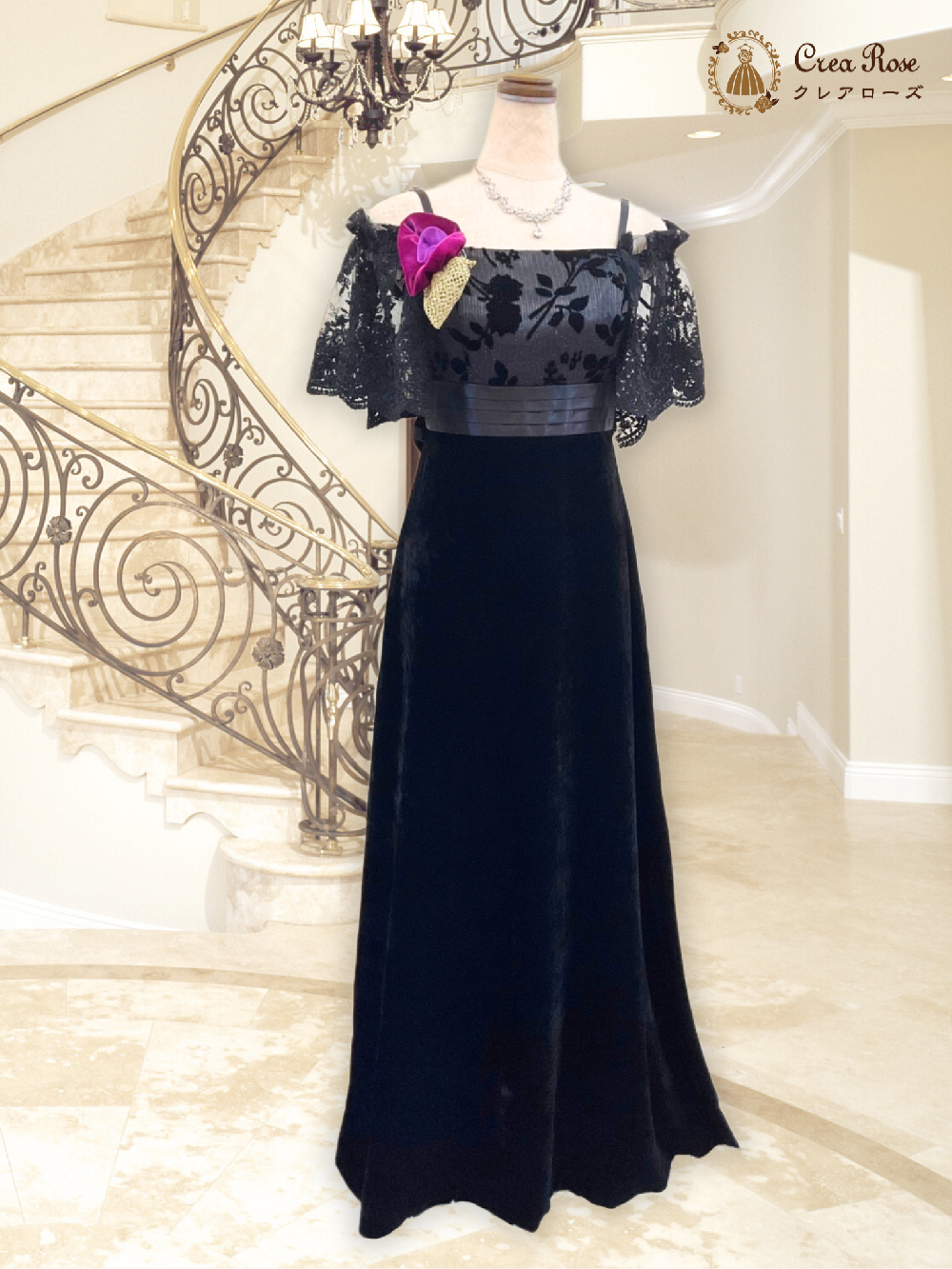 袖付き演奏会ドレスのレンタルドレス／マザーズドレスや演奏会ドレスはクレアローズ東京