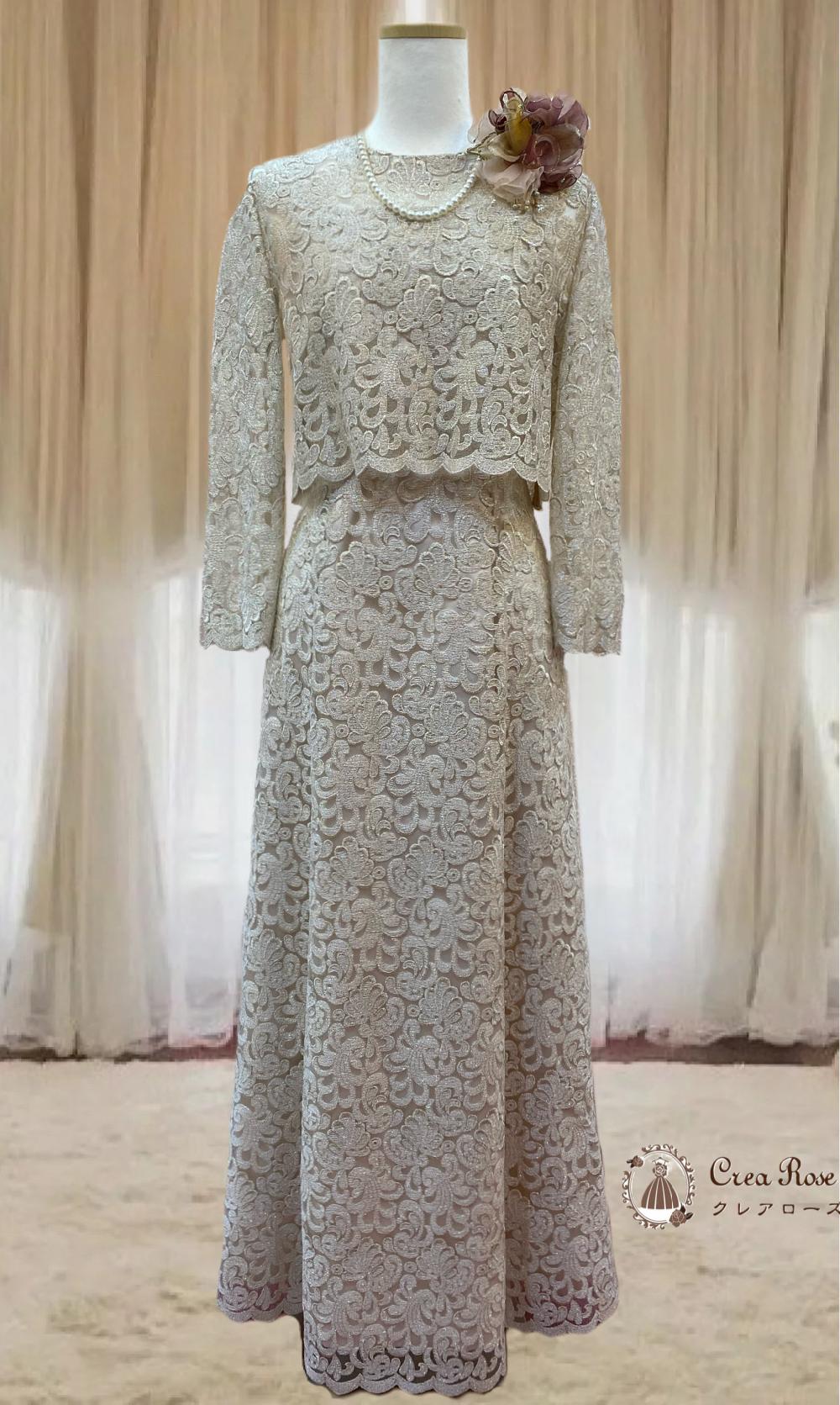 正礼装シャンパンゴールドのドレス【マリアフランスドレス＋クラランスハーパーボレロ】オリジナル正礼装　ミセスのパーティー