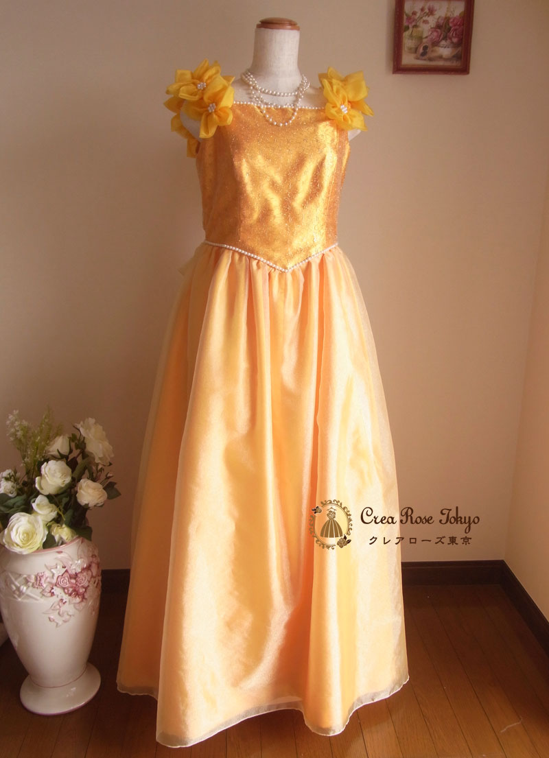 [ロマーニ]上品＆艶やかオレンジオーガンジーのカクテルドレスロングドレス　１１～１３号