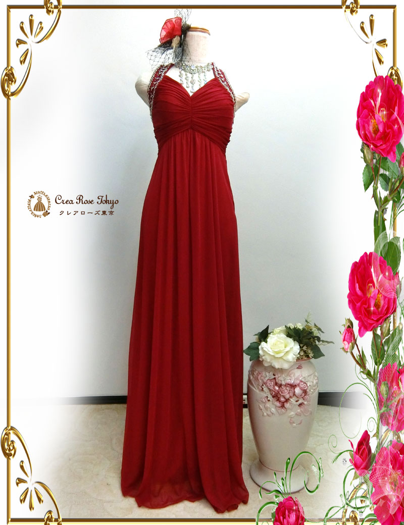 [カルテットレディ]艶やかレッドのロングドレス