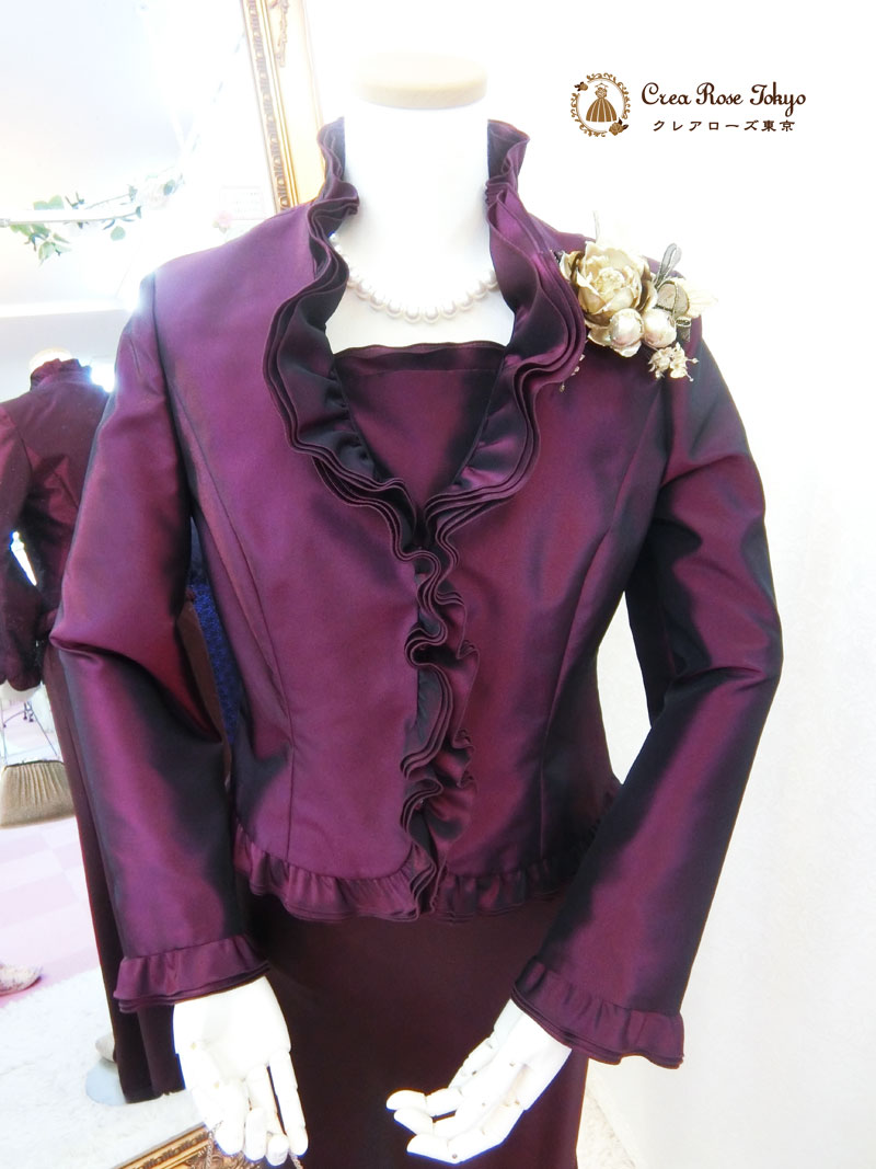 【ヴァンビーノジャケット】ワインカラーのミセスジャケット、叔母様祖母様