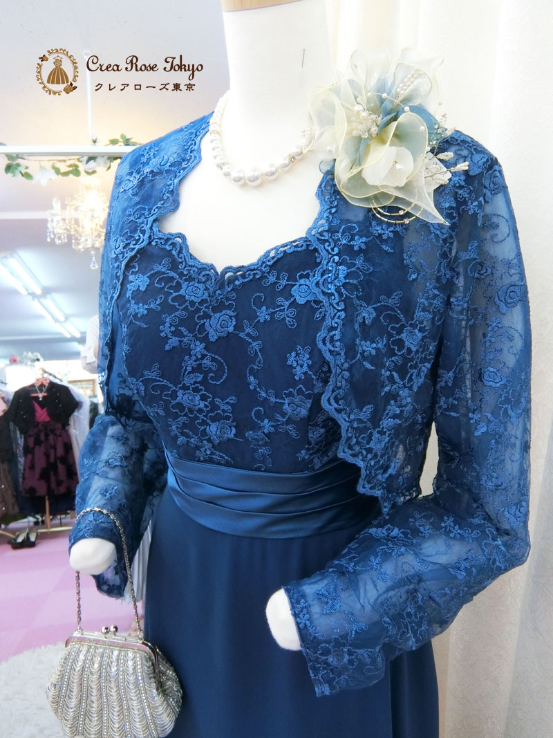 [ブルーメリアボレロジャケット]総レースボレロ　母親ドレスに