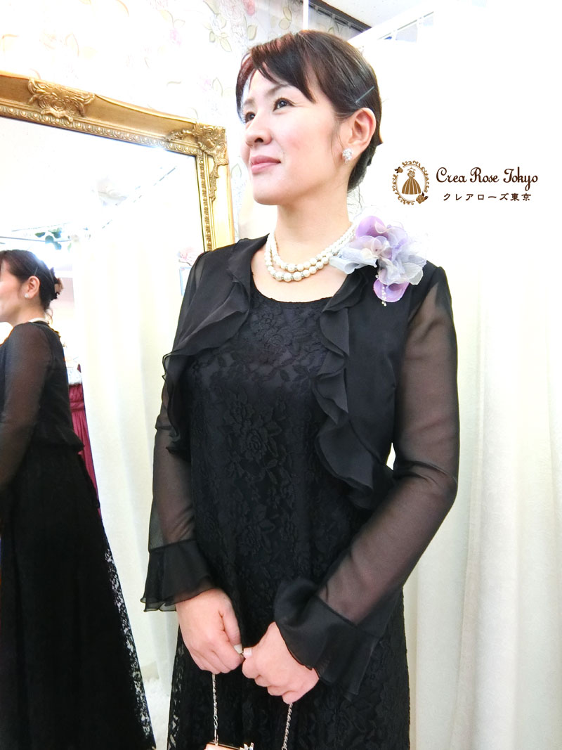 [マリコオーガンジーボレロ]母親ドレス・マダム演奏会向けロングボレロ