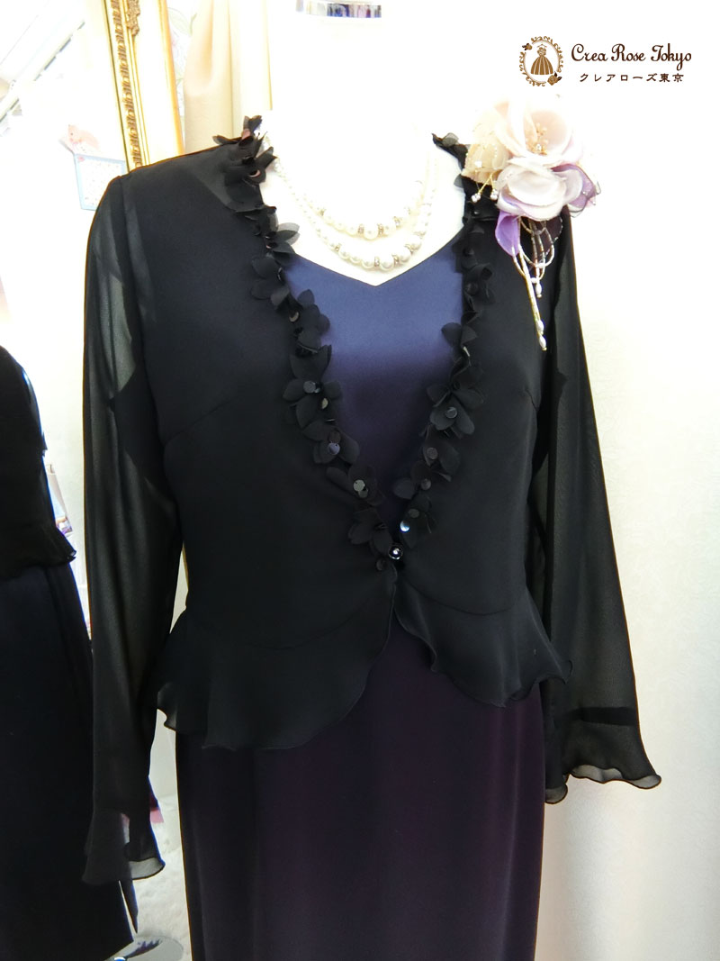 [ミレットフラワージャケット]母親・親族ドレス向けロングボレロ