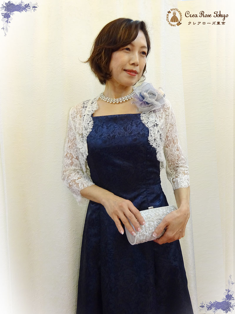 華やかなホワイトの総レースボレロ【ソフィーレースボレロ】ミセスにおすすめ