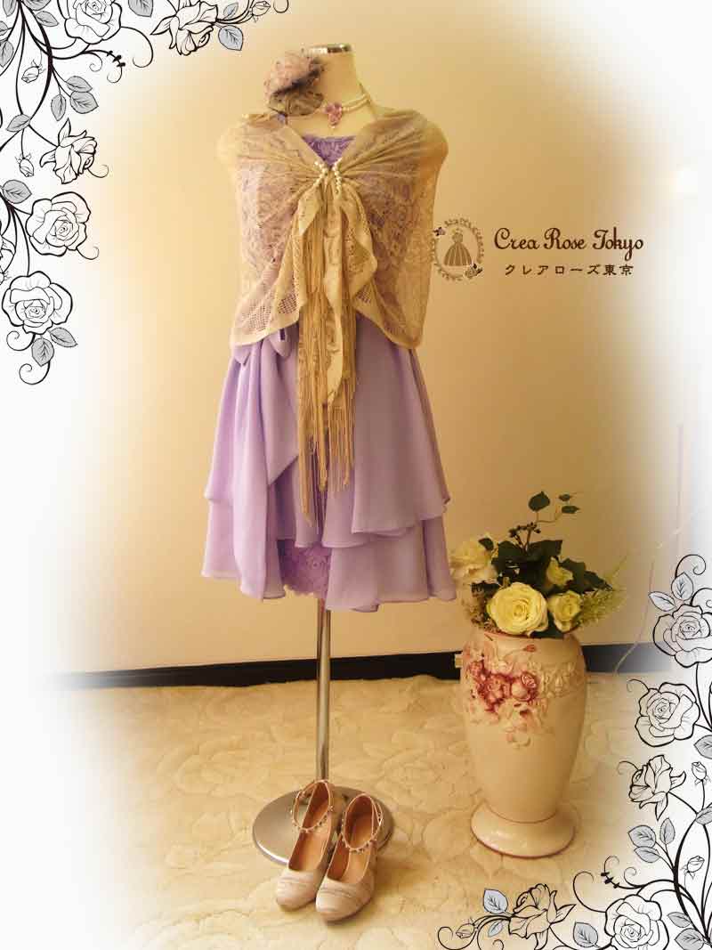 [ジュディショールゴールド]ドレスを引き立てる、キラキラショール