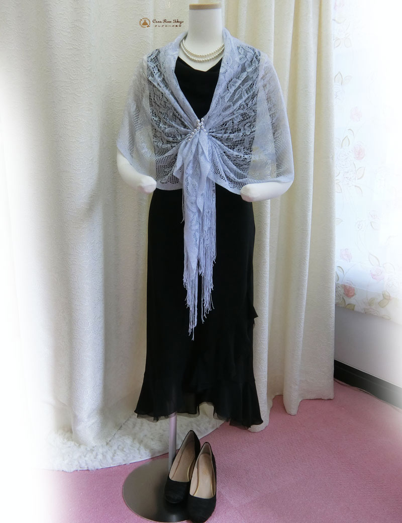 [ジュディショールシルバー]ドレスを引き立てる、キラキラショール