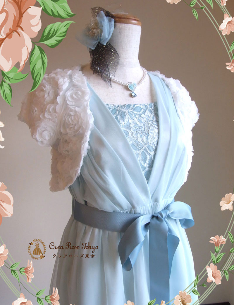 [ホワイトローズボレロ]ローズ仕立ての半そでボレロ
