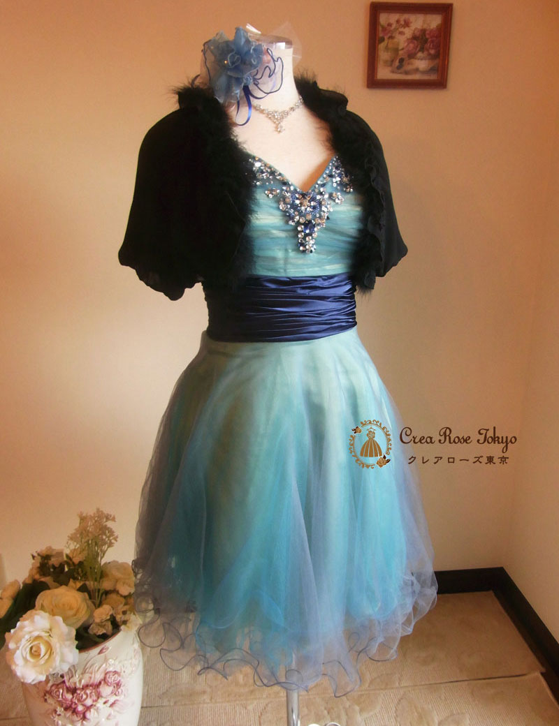 お得なネット申込み限定★コーディネートドレス5点セット！[ブルーシャイン+ブラックファーボレロ]