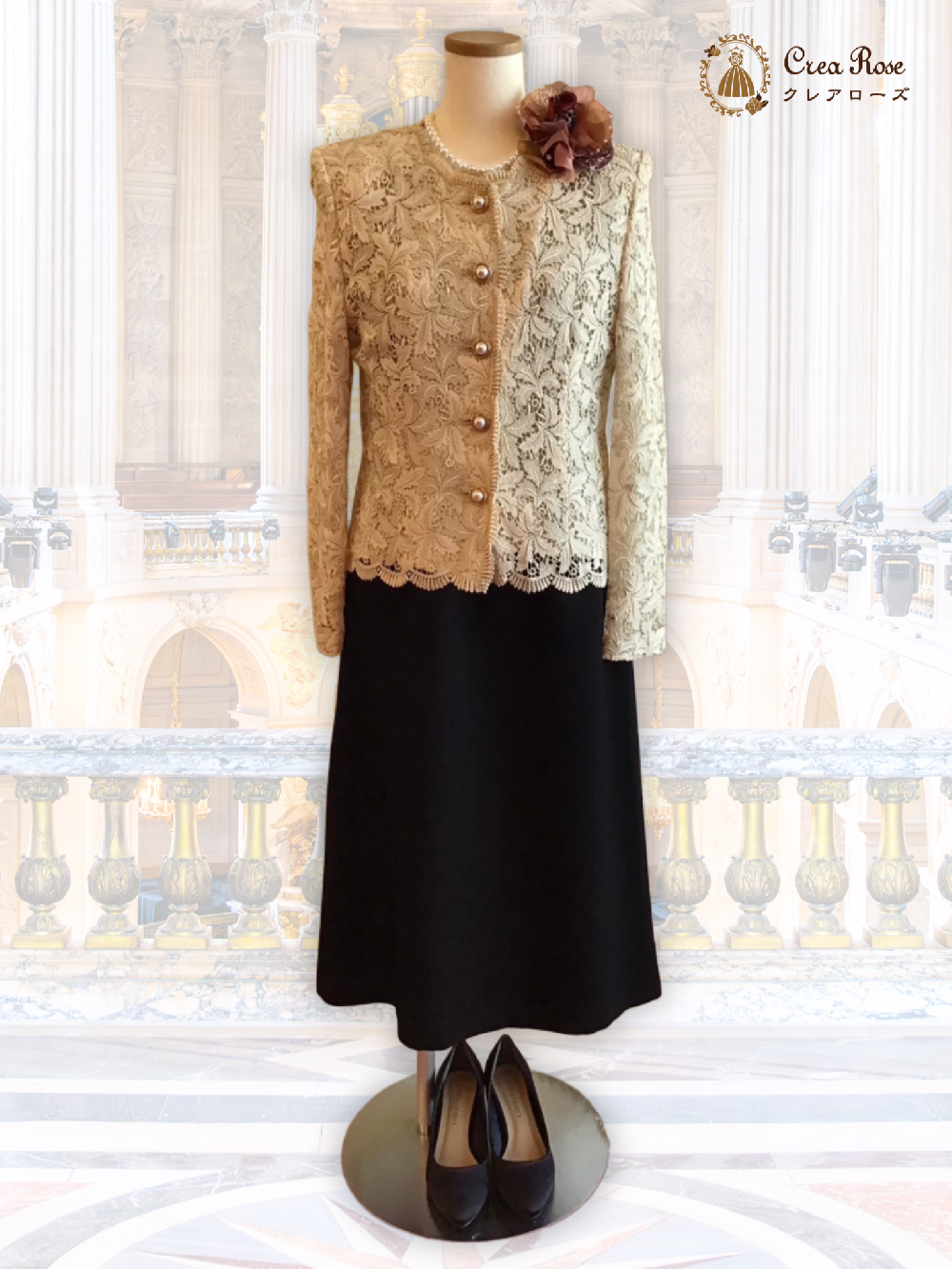 Mサイズシニア様ドレスクラシックなお祖母様フォーマルドレス