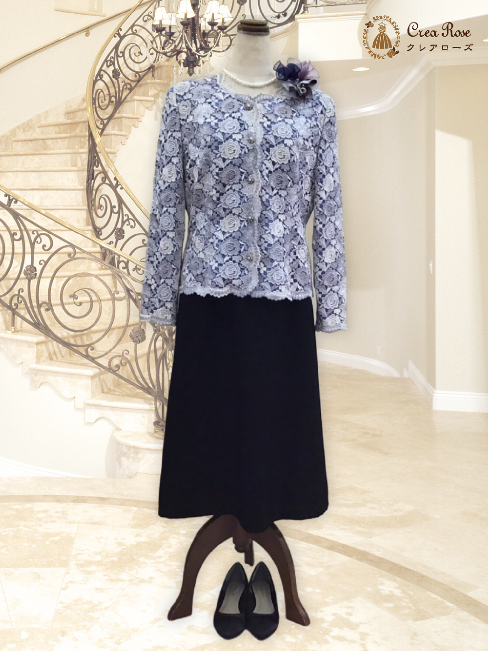 ブルーお祖母様フォーマルドレス