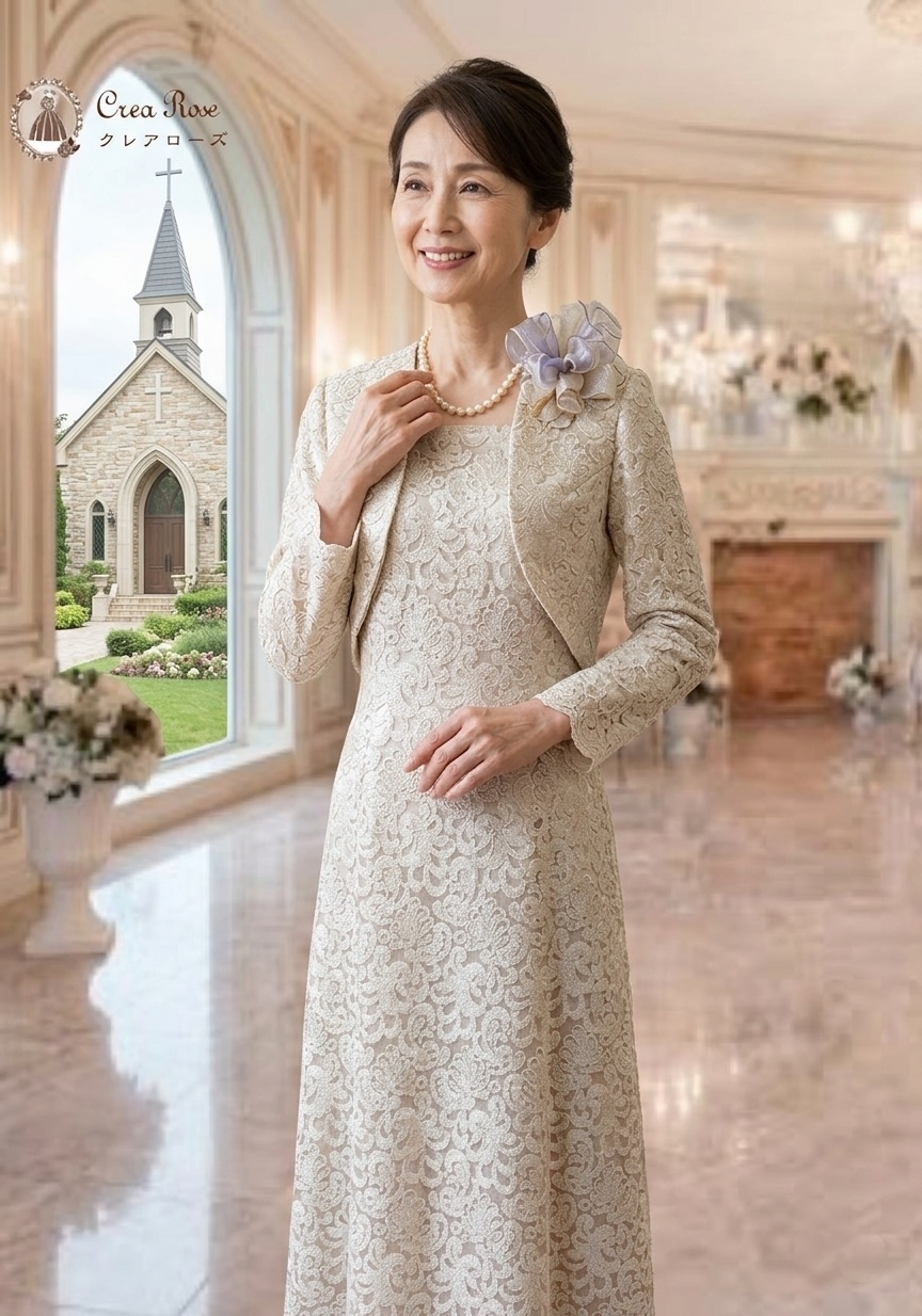 ベージュゴールドマザーズドレス