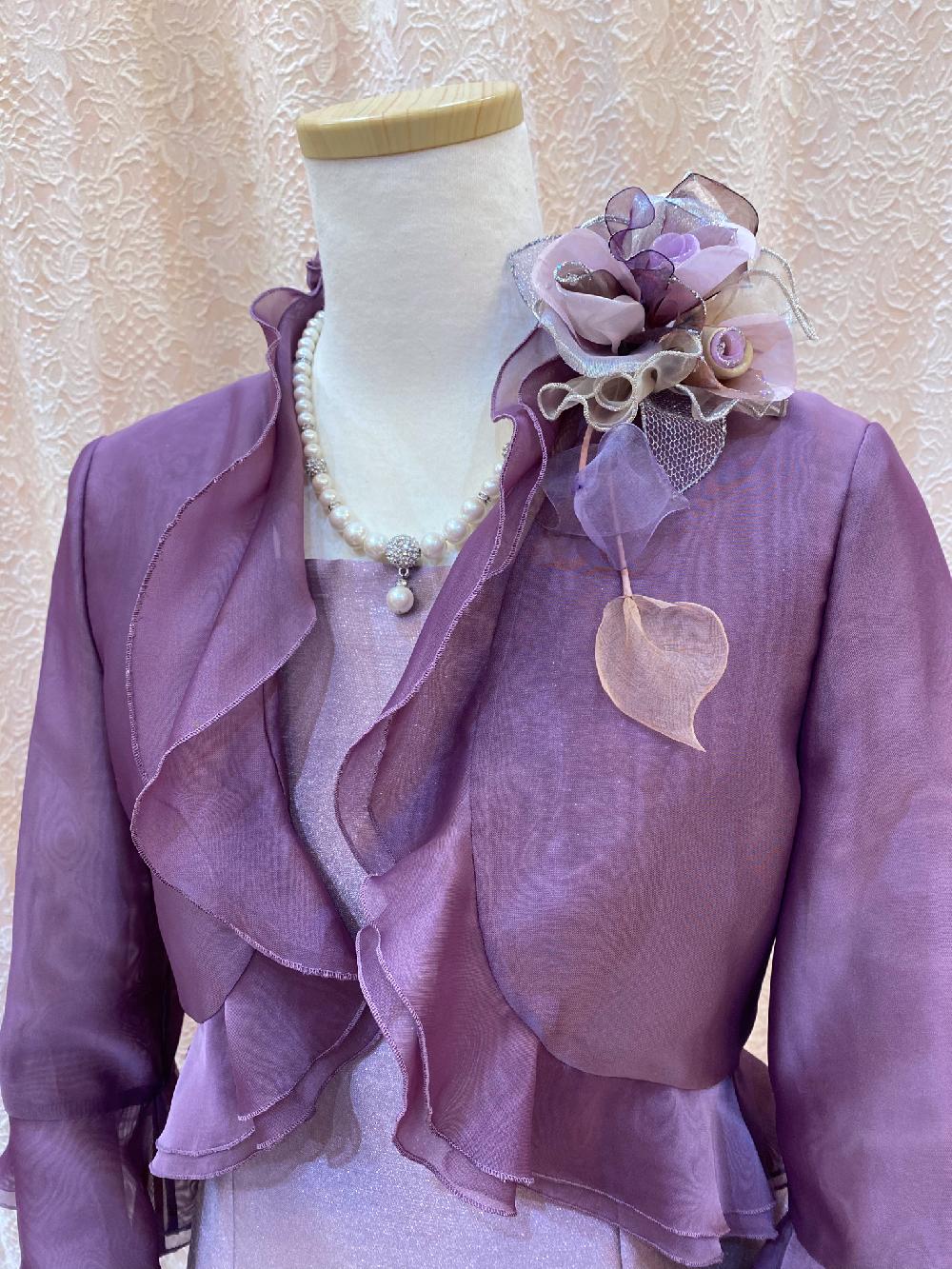 横浜元町　ライラックカラーのオリジナルロングドレス【ラティーナライラックドレス＋ベリカパープルボレロ】シンプルなAラインドレスと華やかなボレロで女性らしい装い