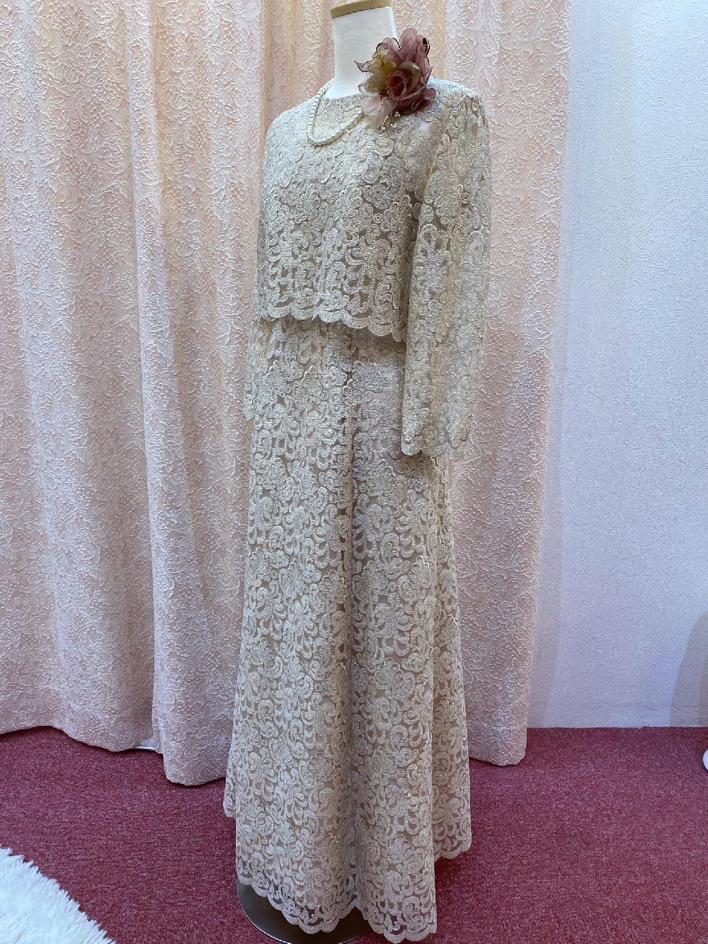 正礼装シャンパンゴールドのドレス【マリアフランスドレス＋クラランスハーパーボレロ】オリジナル正礼装　ミセスのパーティー