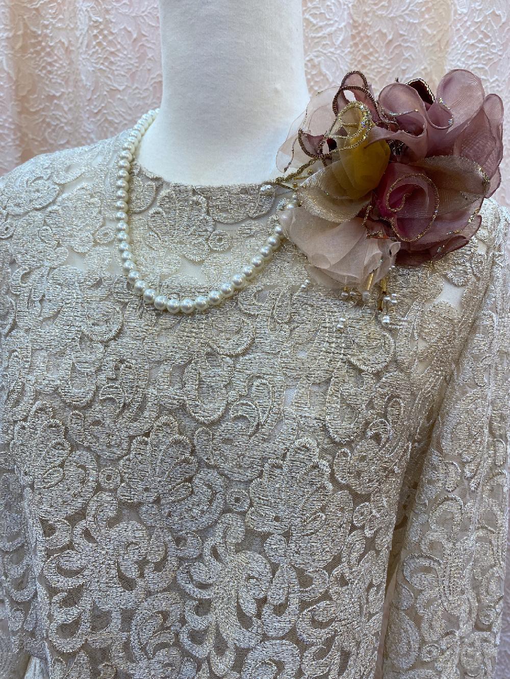 正礼装シャンパンゴールドのドレス【マリアフランスドレス＋クラランスハーパーボレロ】オリジナル正礼装　ミセスのパーティー