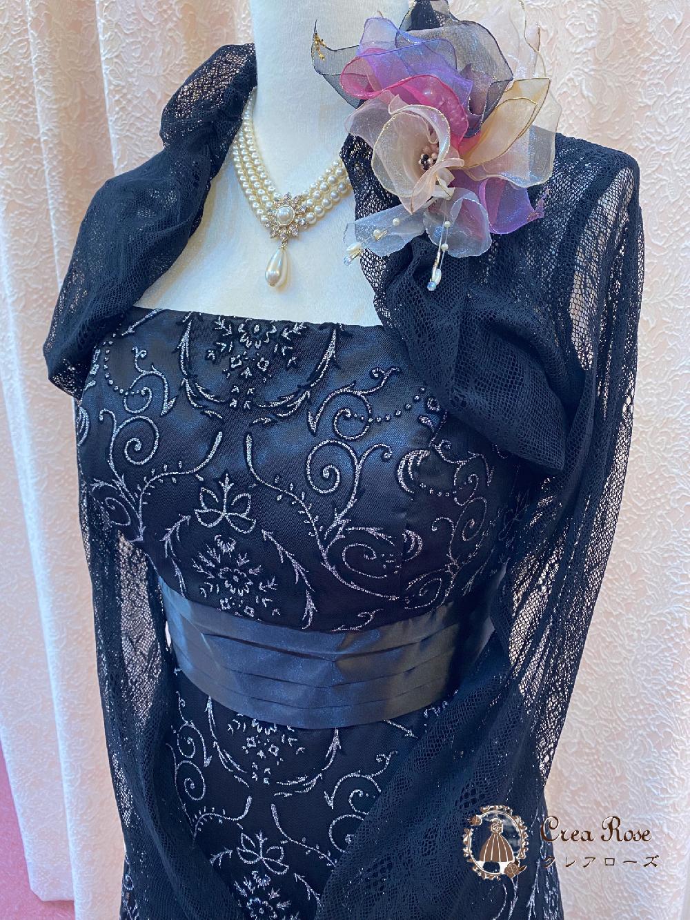 横浜元町限定　おしゃれなお母様におすすめ【シャルル・ウエンディードレス＋ポワールボレロ】黒のドレスでマザーズドレスをかっこよく