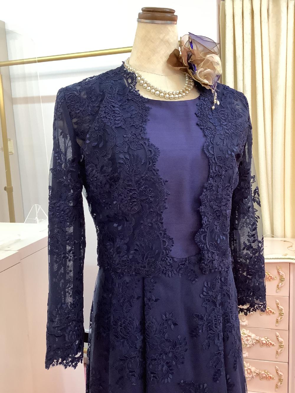 両店舗　高級レースのオリジナル正礼装【エモリアフランスドレス＋エモリアボレロ】高級感あふれるお母様ドレスとしてお勧め