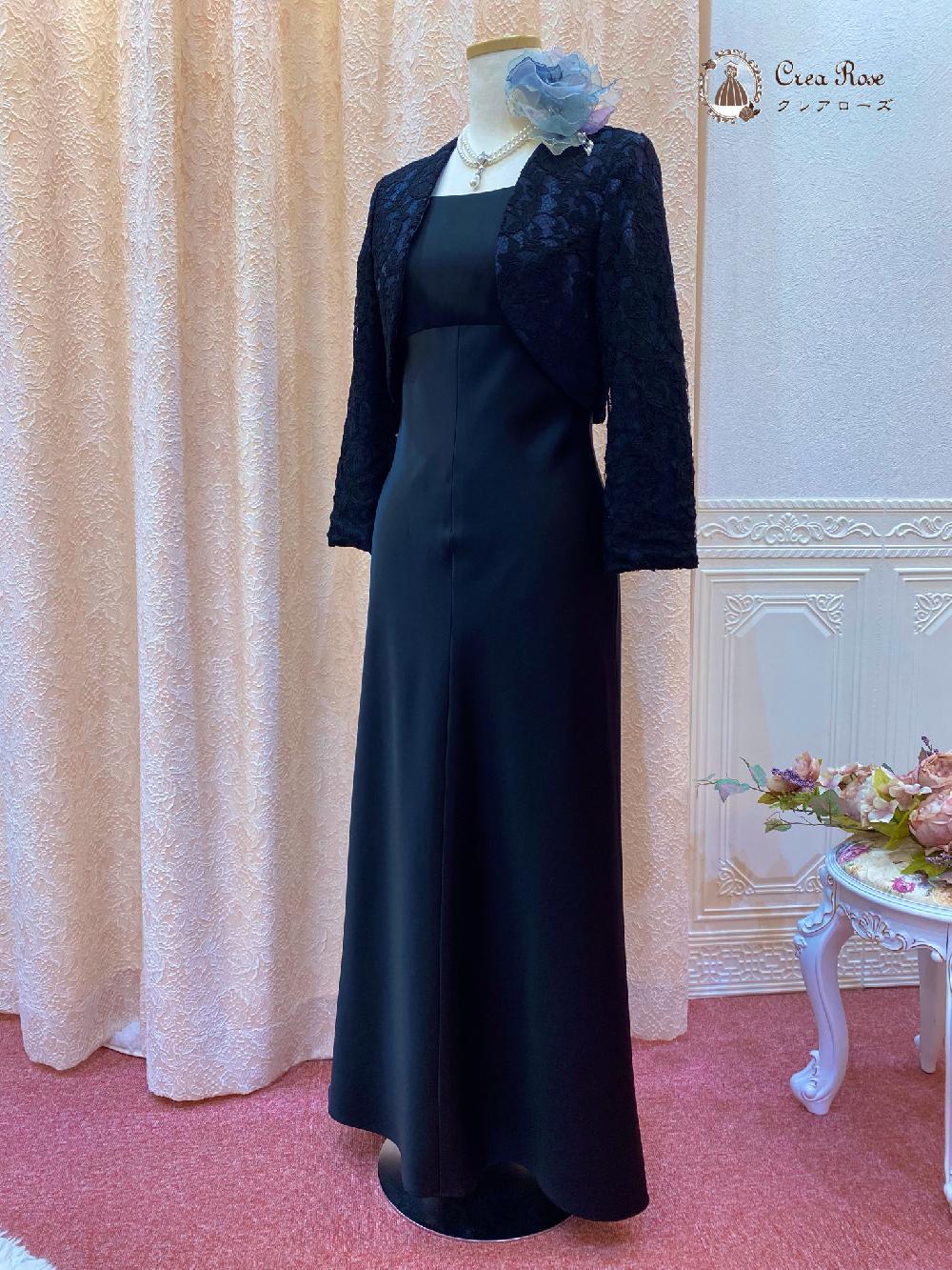 横浜元町　シンプルラインのブラックドレス【アプロディードレス＋マグノリアジャケット】シンプルを極めた準礼装はマザードレスに最適