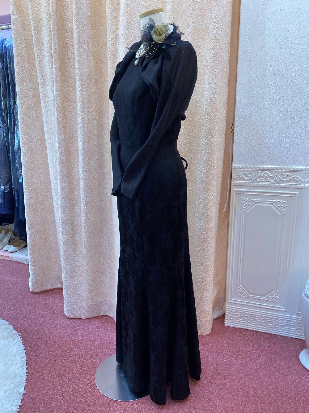 横浜元町 マーメイドラインが綺麗なブラックロングドレスとボレロ【シャマーラブラックドレス+アガーテクリステルボレロ】シックに黒いドレスをお求めの方におすすめのマザードレス その他パーティにも