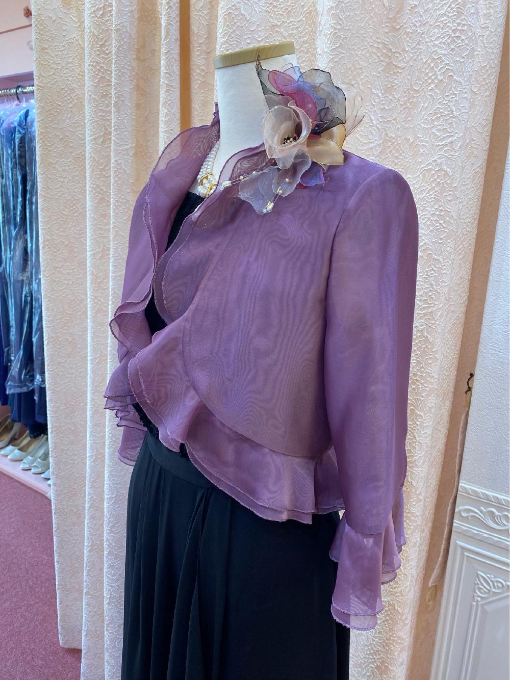横浜元町 ドレープが綺麗なドレスと品のあるパープルボレロ【アンドリアドレッシードレス＋ベリカパープルボレロ】背が高い方にオススメのドレス9−11号