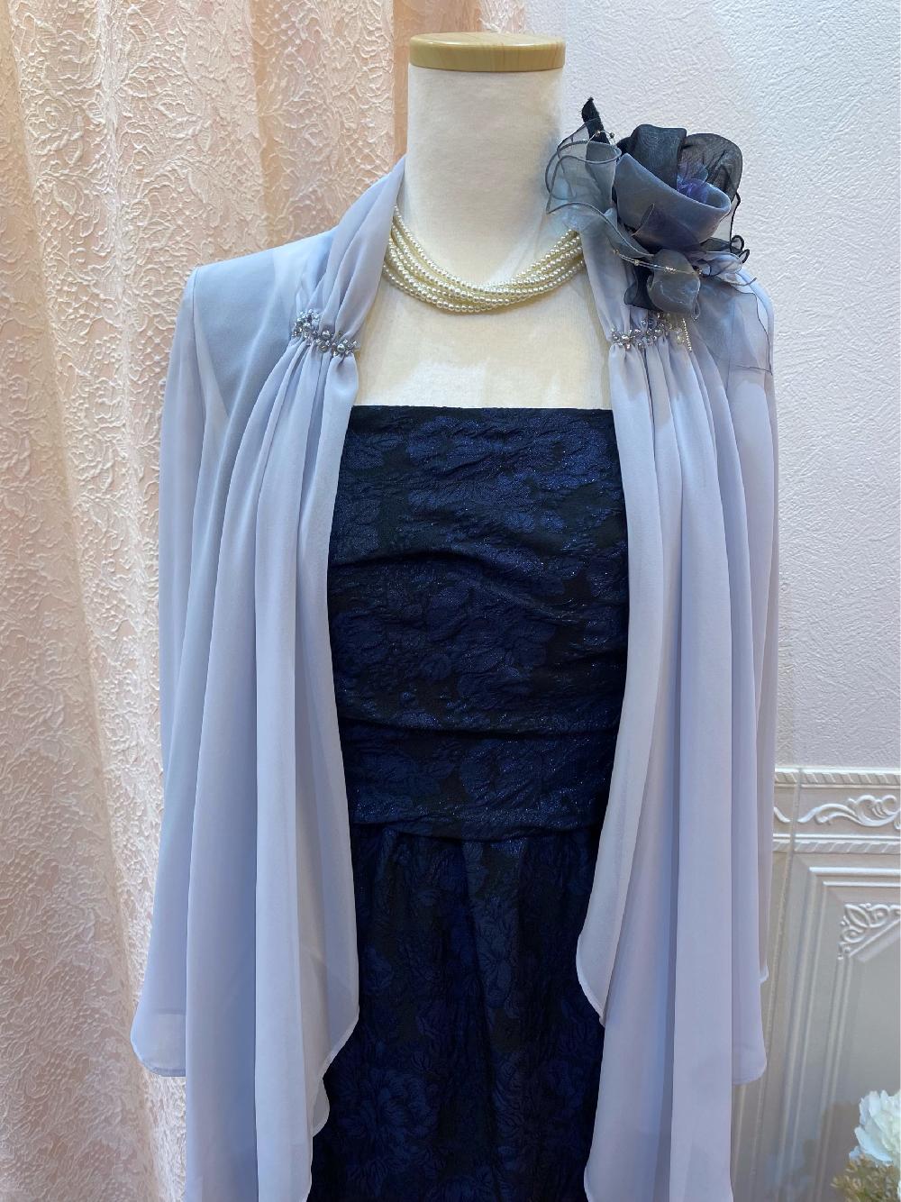 【アンナモナコ＋ベリカネイビーボレロ】長さ調節可能7-11号のドレス　背が高い方にお勧め