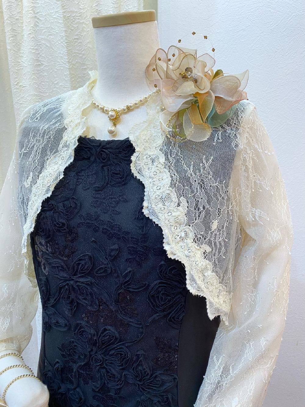 オリジナルドレス【ジュネット・ドレッシードレス＋エカテリーナボレロ】オーガンジーをセンス良くあしらったドレスとロマンチックなボレロのセット