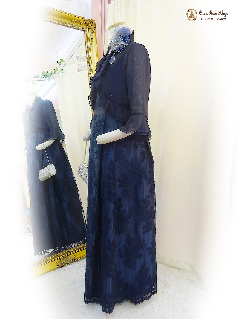 サイズ各種あり！かすかに揺れる高級レースが心に響く、クレアローズオリジナル母親ロングドレス【エモリアフランスドレス】