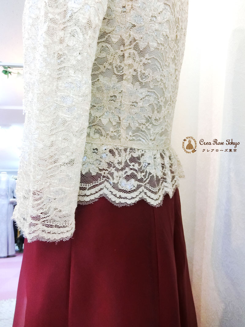 [マデリンドレス]日本製　演奏会パーティー赤ワインロングドレス