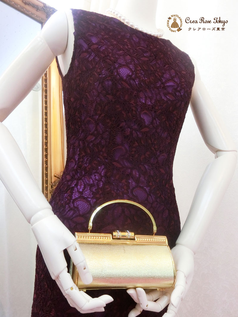 [ピンパーネル]紫色の上品なマーメイド総レース母親ドレス　７~細身９号