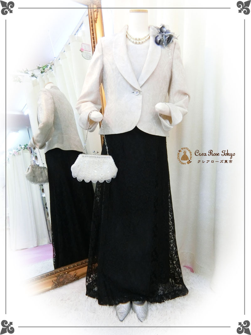 [パティオグレイス]9号編み上げ　ご親族様ロングドレス＆調整可能母親ドレス、叔母様祖母様