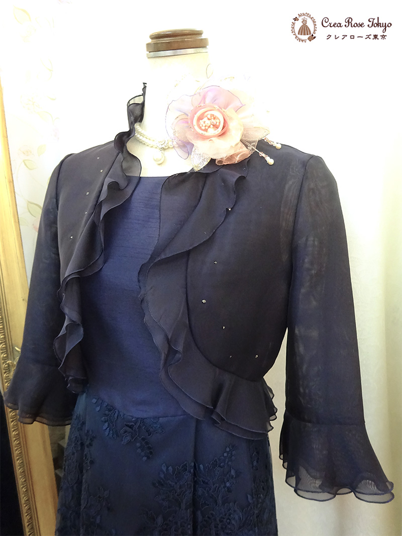 高級フランスレースのロングドレス【エモリアフランスドレス＋ベリカボレロジャケット】30～60代ミセスの結婚式やパーティーに