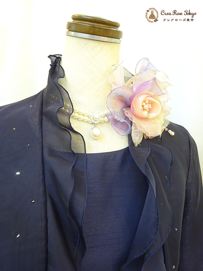 高級フランスレースのロングドレス【エモリアフランスドレス＋ベリカボレロジャケット】30～60代ミセスの結婚式やパーティーに