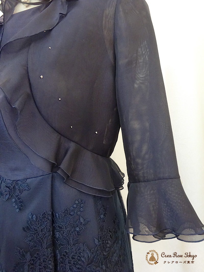 高級フランスレースのロングドレス【エモリアフランスドレス＋ベリカボレロジャケット】30～60代ミセスの結婚式やパーティーに