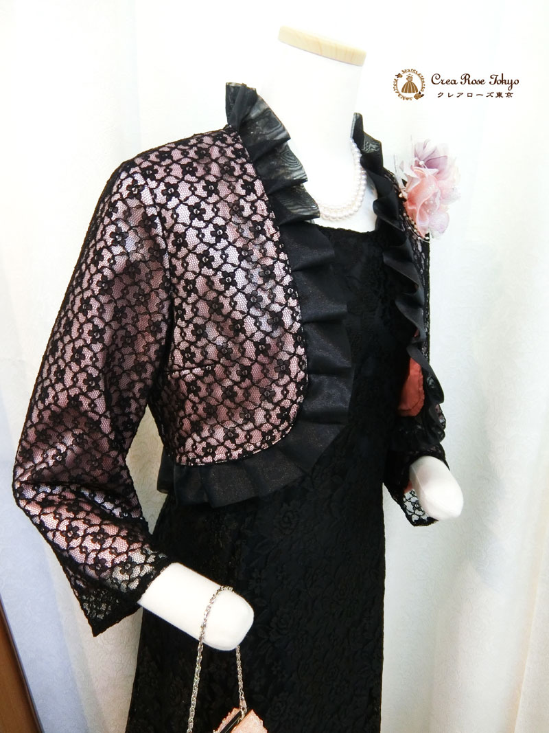 新婦の母親様におすすめコーディネート2点セット！S～Mの母親様向け[パティオグレイス＋ステンシアララボレロジャケット]