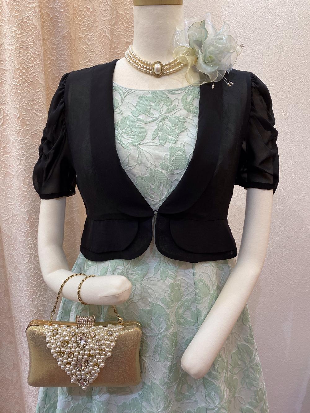 爽やかなミントカラードレス【アスベルミントドレス＋ジゼルボレロ】落ち着いたボレロと合わせて結婚式のご親族様やお呼ばれにおすすめ