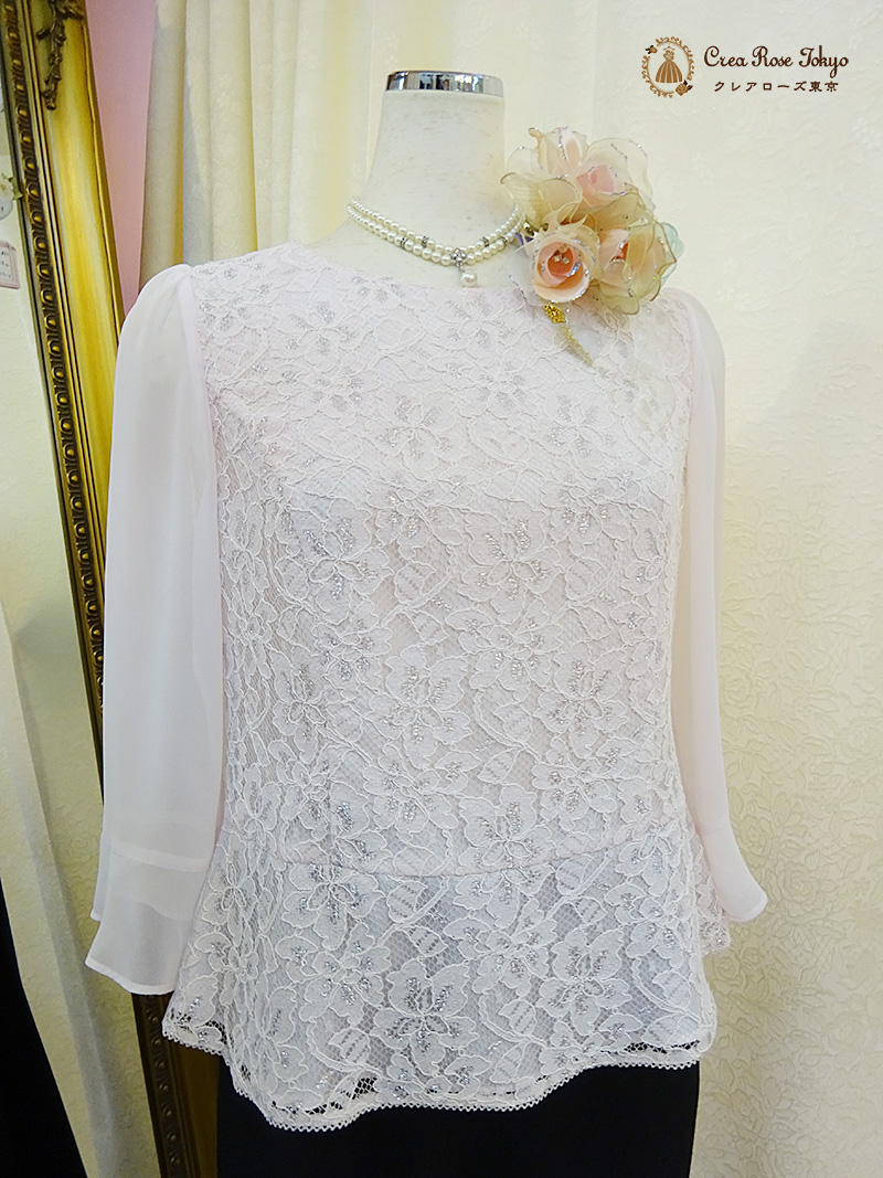 優しいピンクカラーブラウス【サファリナレースブラウス】ご親族様に