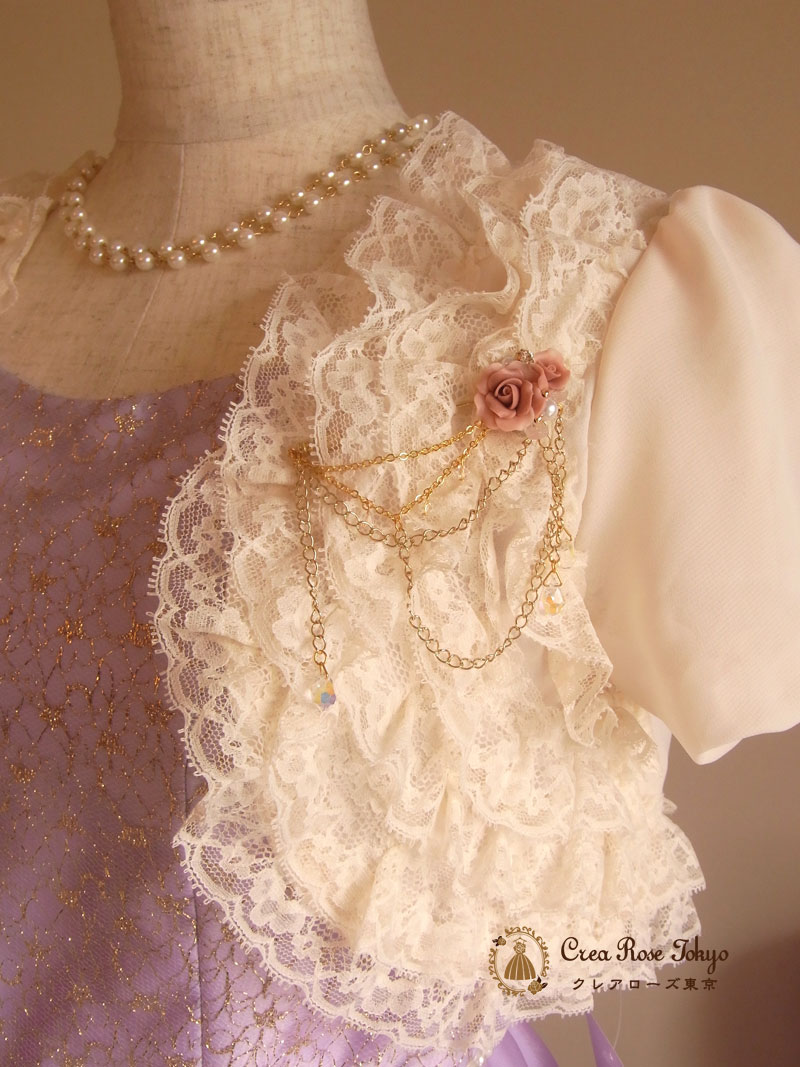 [ミハエル]クラシカルパープルオーガンジーのミディアムドレス　７号クラシカルパープル