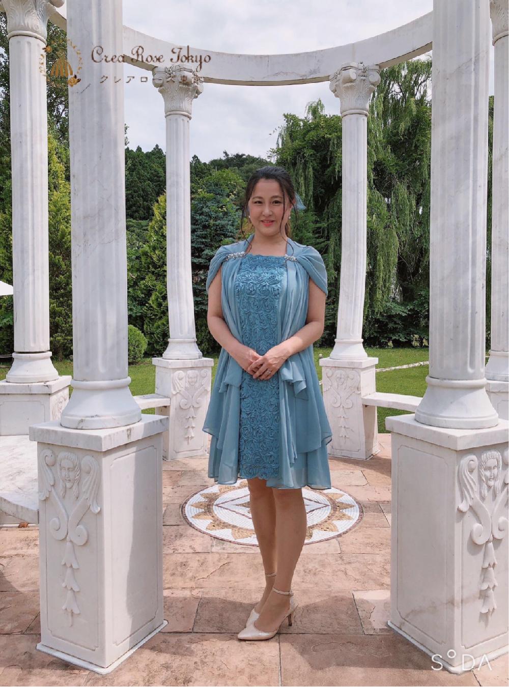 [モンテオリーブ]立体ローズ地模様エレガントドレス