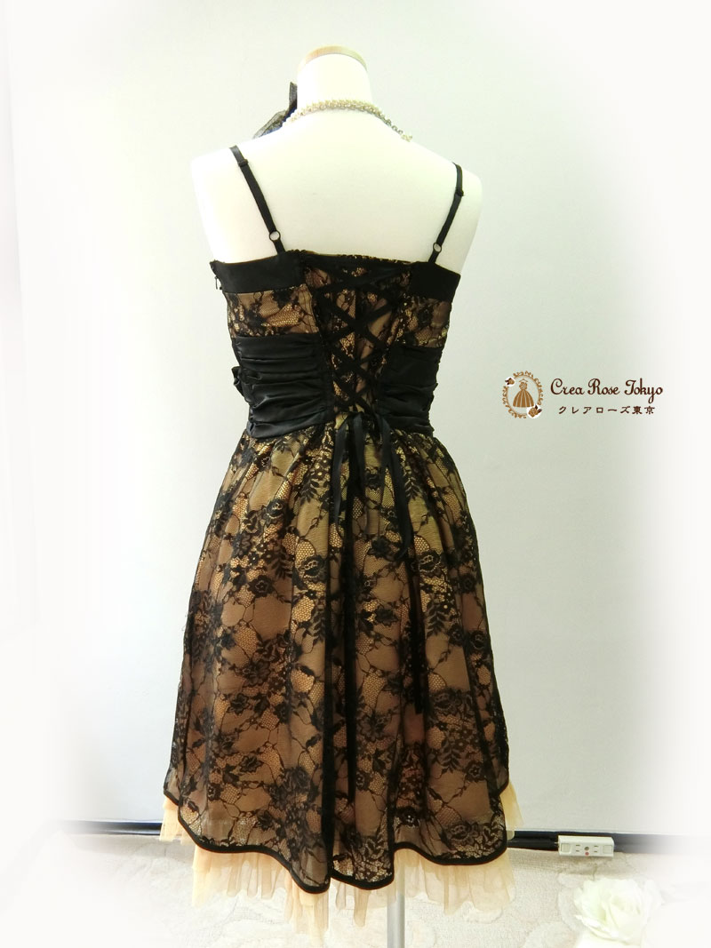 [メイプルレース]ブラックレースの美しいパーティードレス