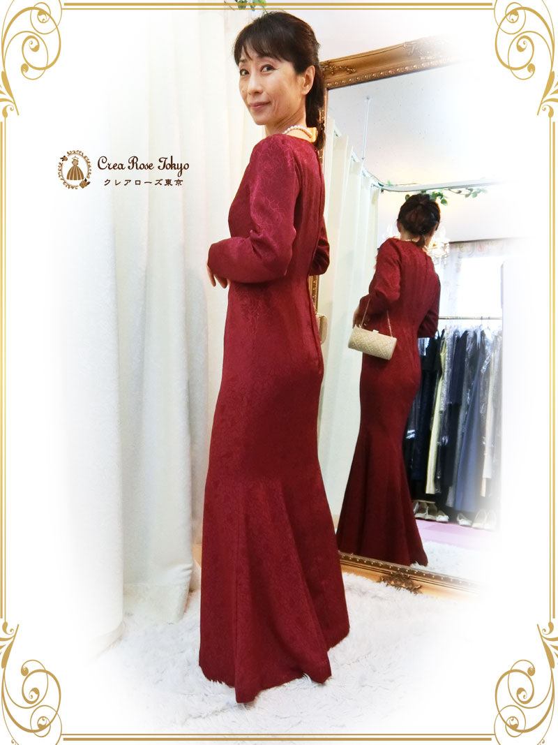 [バーガンティール]7号〜細身9号の洋装母親ドレス