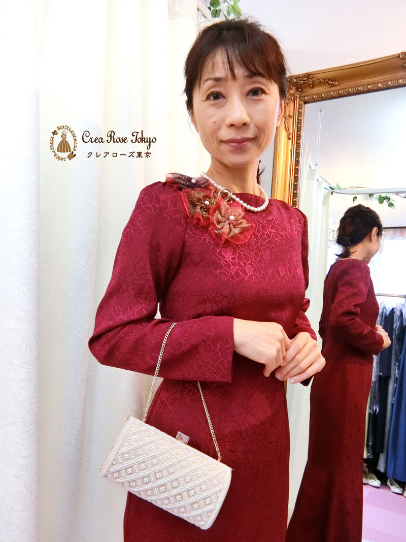 [バーガンティール]7号〜細身9号の洋装母親ドレス