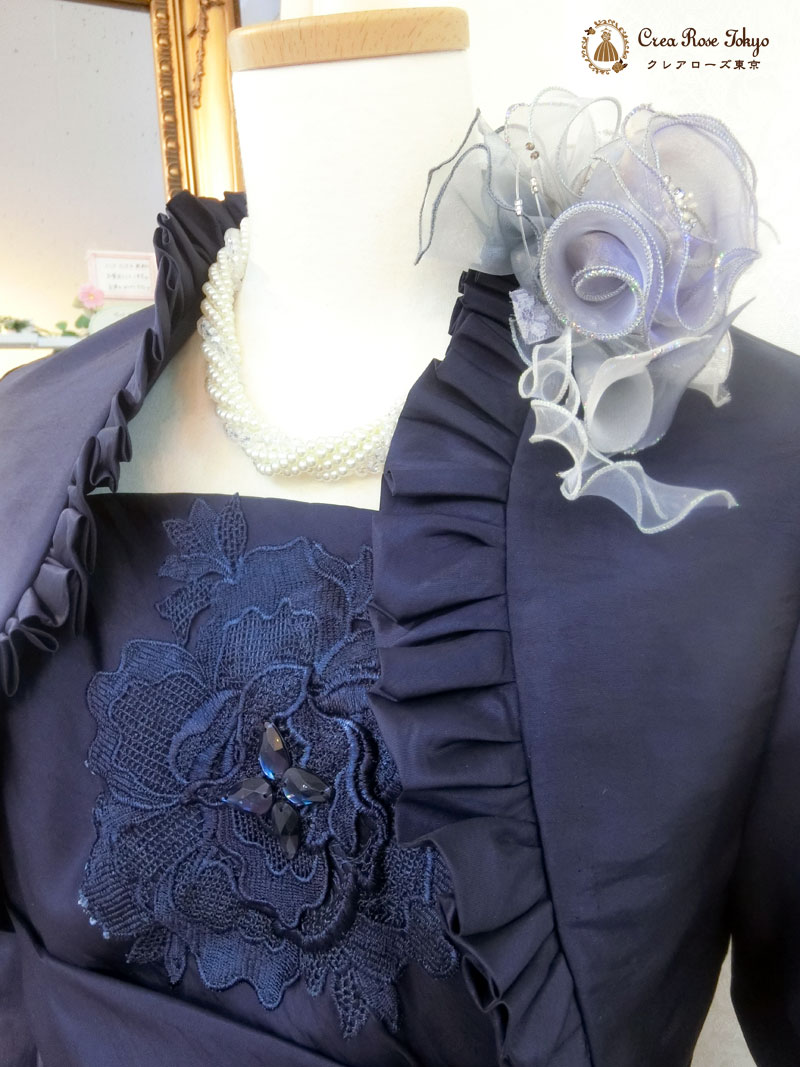 7-9号コーディネート２点セット[エドワール+エドワールジャケット]人気のネイビー正礼装の母親ドレス