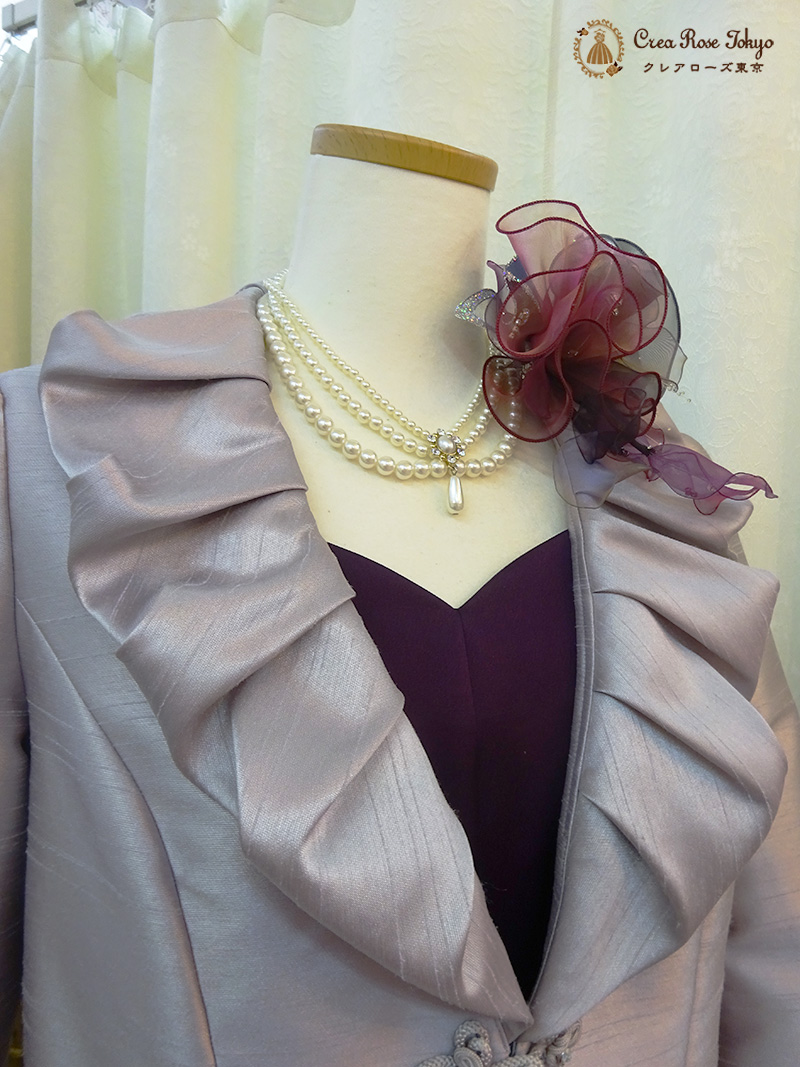 9号の方、高貴な紫の濃淡でエレガントな品格【チェルシーアダージョドレス＋シリックラベンダージャケット】結婚式のお母さまに