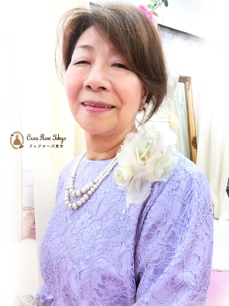 [セリアラベンダー]祖母様向け総レースの上品オリジナルドレス