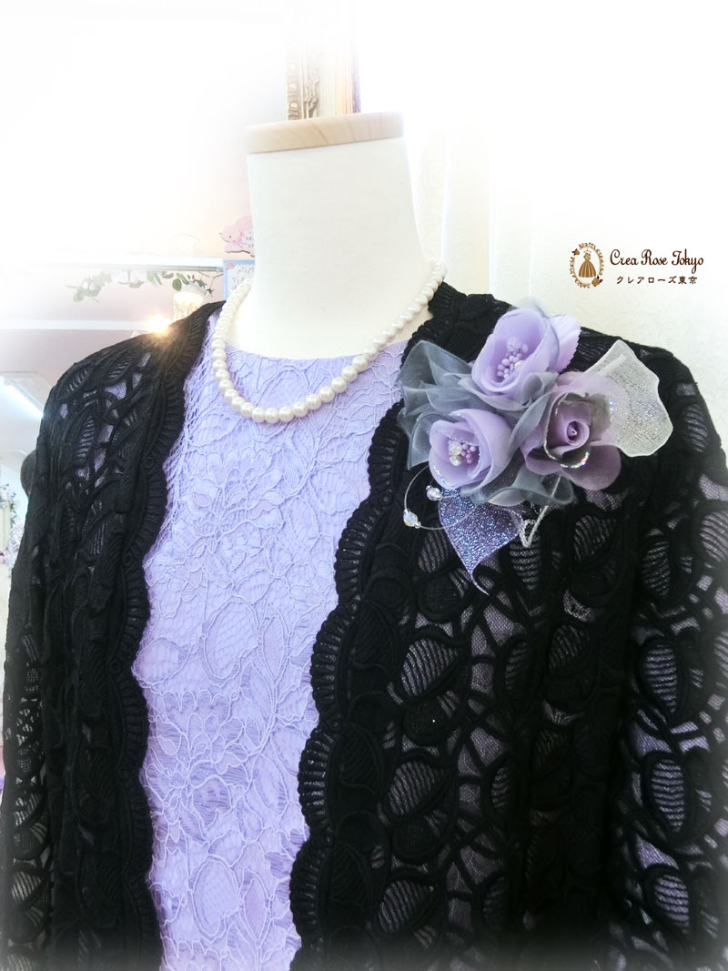 [セリアラベンダー]祖母様向け総レースの上品オリジナルドレス