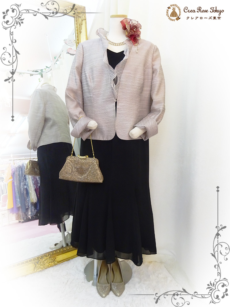 柔らかに流れるドレープ襟がハイセンスな【エクリプスジャケット】50～80代の結婚式やパーティーなどに