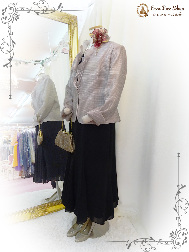 柔らかに流れるドレープ襟がハイセンスな【エクリプスジャケット】50～80代の結婚式やパーティーなどに