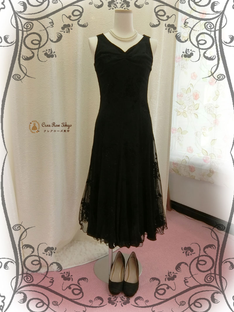 ラメ入り華やかブラックドレスとロングボレロの2点セット【オデット＋ジラーニャボレロ】ミセスのパーティーに