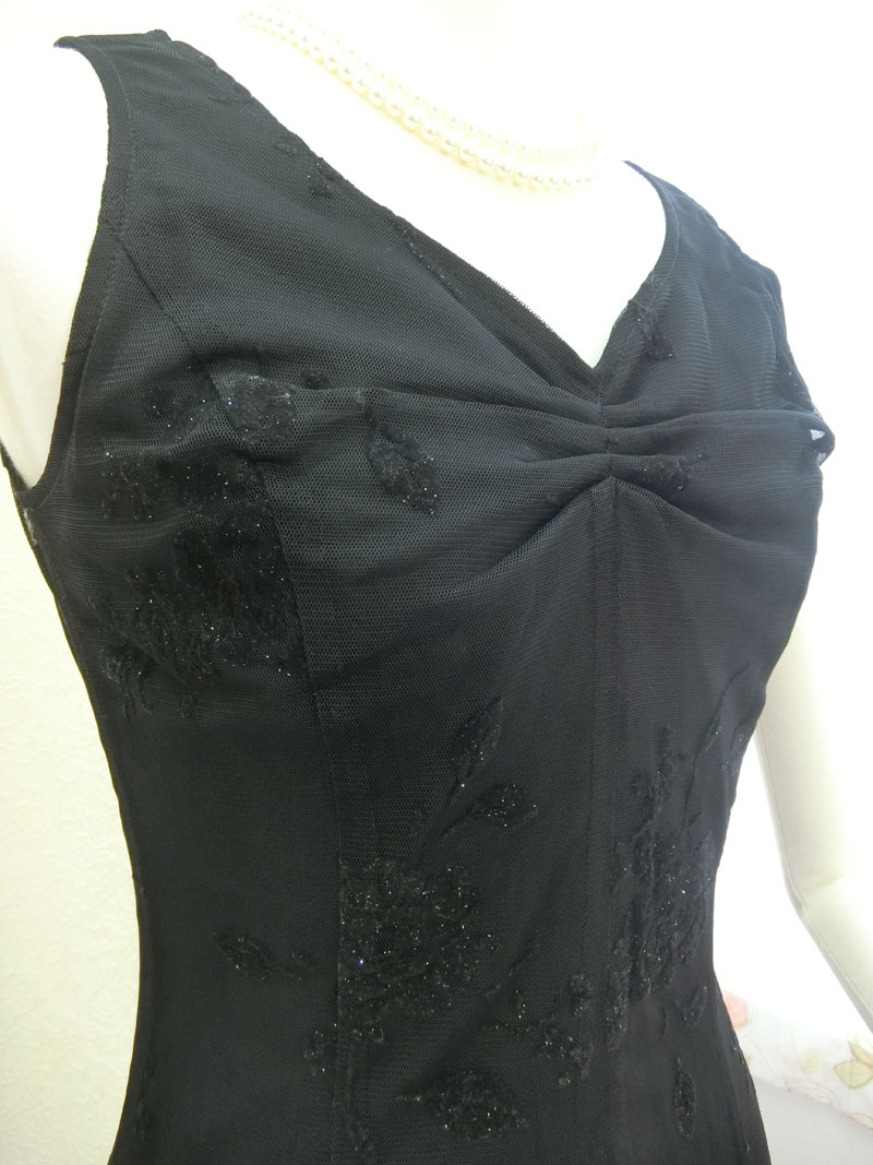 ラメ入り華やかブラックドレスとロングボレロの2点セット【オデット＋ジラーニャボレロ】ミセスのパーティーに